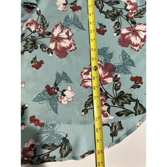 Catherines Womens 2X Blue Floral Butterfly Ruffle Top Romantic Flowy Cottagecore - Picture 9 of 10